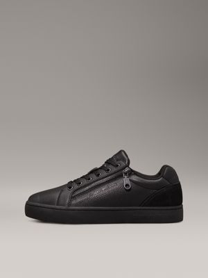 triple black leather trainers for men calvin klein jeans