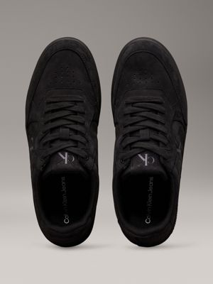 triple black leather trainers for men calvin klein jeans