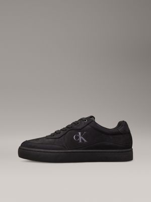 triple black leather trainers for men calvin klein jeans