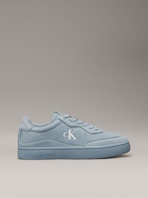 pastel blue leather trainers for men calvin klein jeans