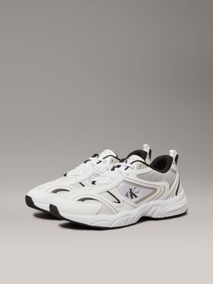 bright white/black mesh trainers for men calvin klein jeans