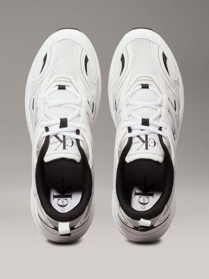 bright white/black mesh trainers for men calvin klein jeans