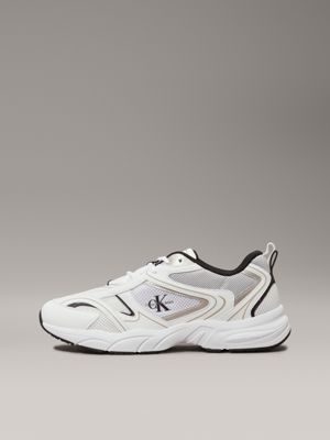 bright white/black mesh trainers for men calvin klein jeans