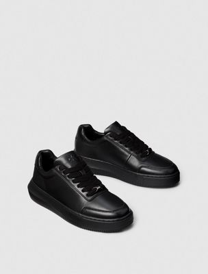 triple black leather chunky trainers for men calvin klein jeans