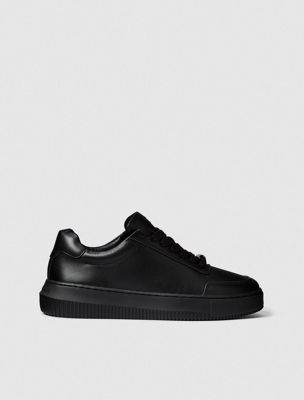 black leather chunky trainers for men calvin klein jeans