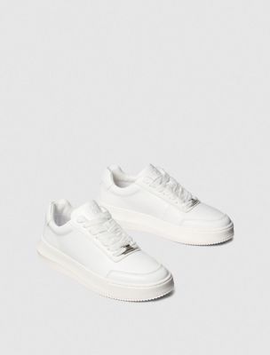 triple bright white leather chunky trainers for men calvin klein jeans