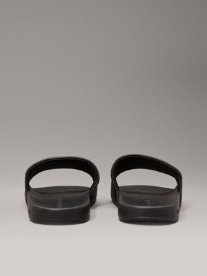 triple black canvas logo sliders for men calvin klein jeans