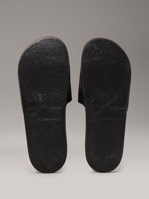 triple black canvas logo sliders for men calvin klein jeans