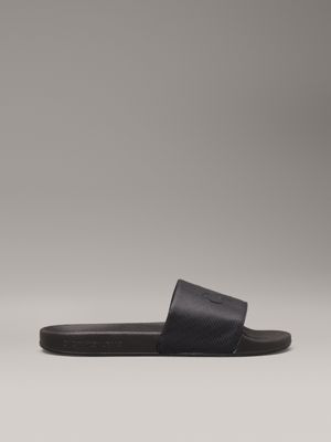 black canvas logo sliders for men calvin klein jeans