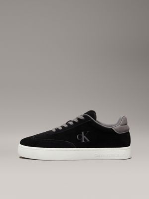 black/charcoal grey/bright white suède sneakers voor heren - calvin klein jeans
