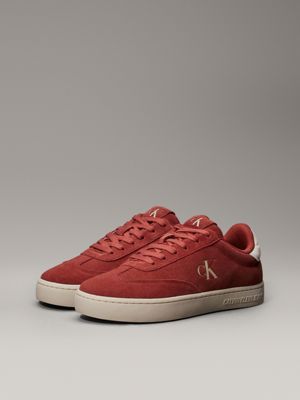 red ochre/eggshell suede trainers for men calvin klein jeans