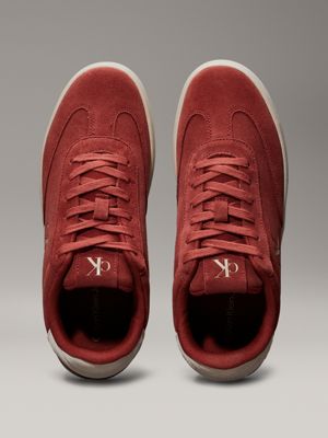 red ochre/eggshell suede trainers for men calvin klein jeans