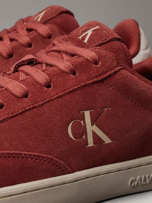 red ochre/eggshell suede trainers for men calvin klein jeans