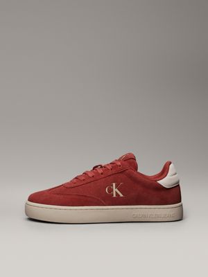 red ochre/eggshell suede trainers for men calvin klein jeans