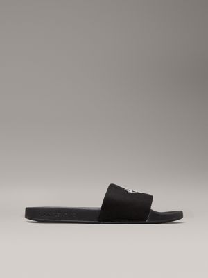 black canvas logo sliders for men calvin klein jeans