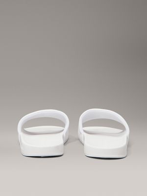 triple bright white canvas logo sliders for men calvin klein jeans