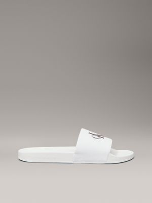 white canvas logo sliders for men calvin klein jeans