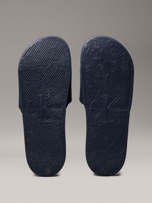 triple calvin navy canvas logo sliders for men calvin klein jeans