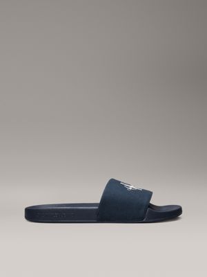 blue canvas logo sliders for men calvin klein jeans