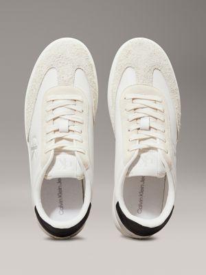 b white/creamy white/ck black leather trainers for men calvin klein jeans