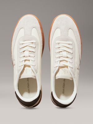 creamy white/eggshell leather trainers for men calvin klein jeans