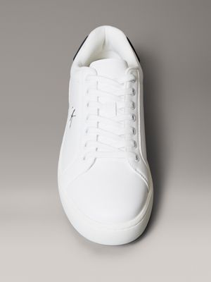 bright white/black leather trainers for men calvin klein jeans