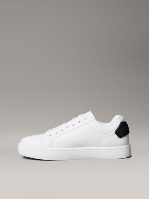 bright white/black leather trainers for men calvin klein jeans