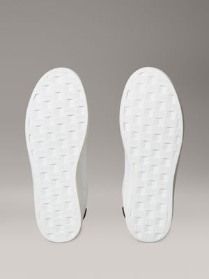 bright white/black leather trainers for men calvin klein jeans