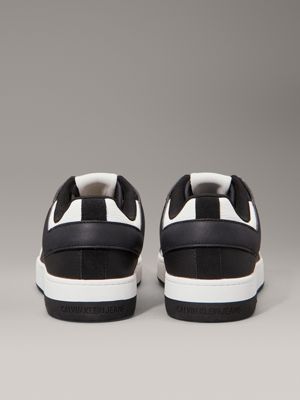 bright white/black leather trainers for men calvin klein jeans