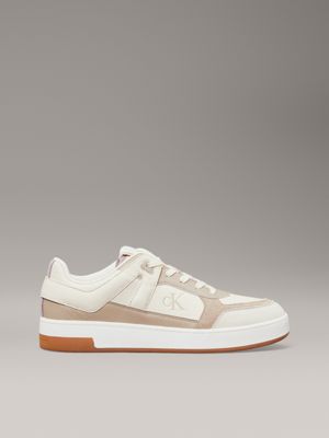 beige leather trainers for men calvin klein jeans