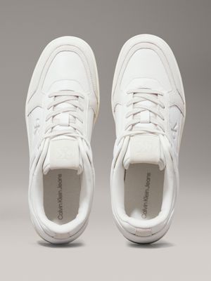 bright white/turtle dove/oyster leather trainers for men calvin klein jeans