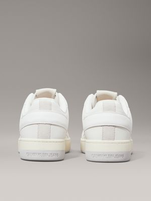 bright white/turtle dove/oyster leather trainers for men calvin klein jeans