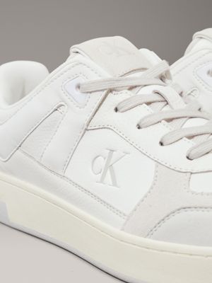 bright white/turtle dove/oyster leather trainers for men calvin klein jeans