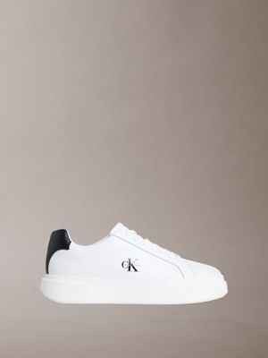 white ck avenue - smooth leather logo trainers for men calvin klein