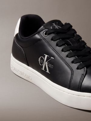 black/bright white/white leather signature logo trainers for men 