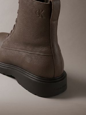 rocky brown skórzane sznurowane buty za kostkę z zamkiem dla mężczyźni - calvin klein jeans