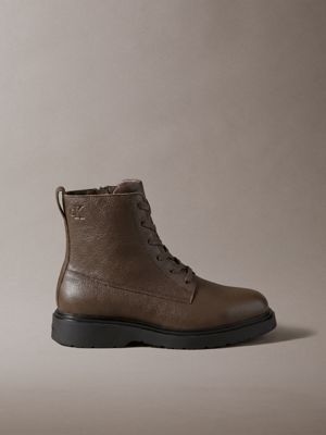stivali stringati con zip in pelle martellata  da uomini calvin klein jeans