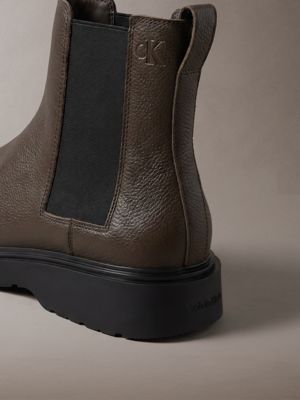 rocky brown leather lug chelsea boots for men calvin klein jeans