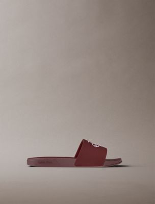 red konturierte logo-slippers aus canvas für herren - calvin klein