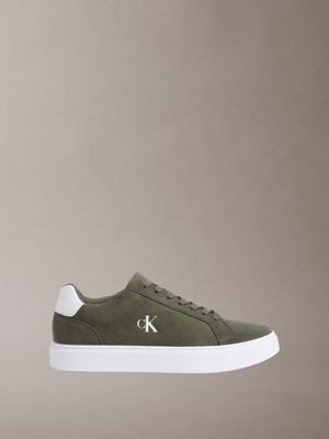 green athena - suede signature logo trainers for men calvin klein