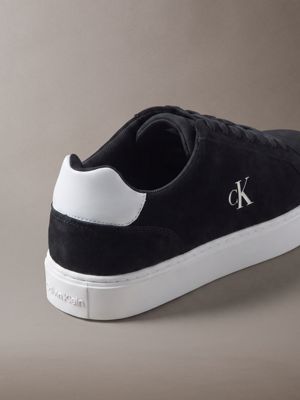 black/bright white ck baseline - suede signature logo trainers for men calvin klein
