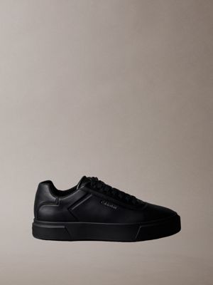 black premier - leather signature trainers for men calvin klein