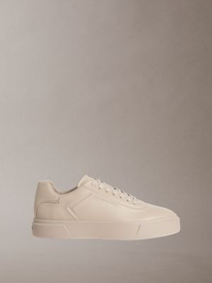 beige premier - leather signature trainers for men calvin klein