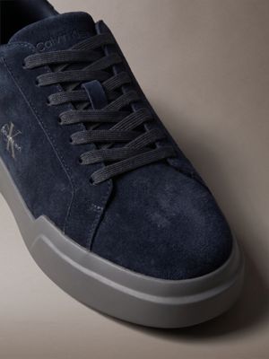 blue nights/granite grey suede durable traction chunky trainers for men calvin klein