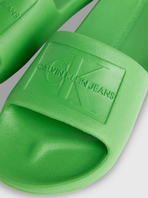 classic green textured sliders for women calvin klein jeans