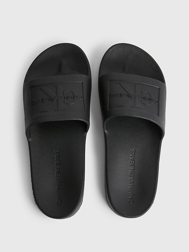 black slippers mit struktur für damen - calvin klein jeans