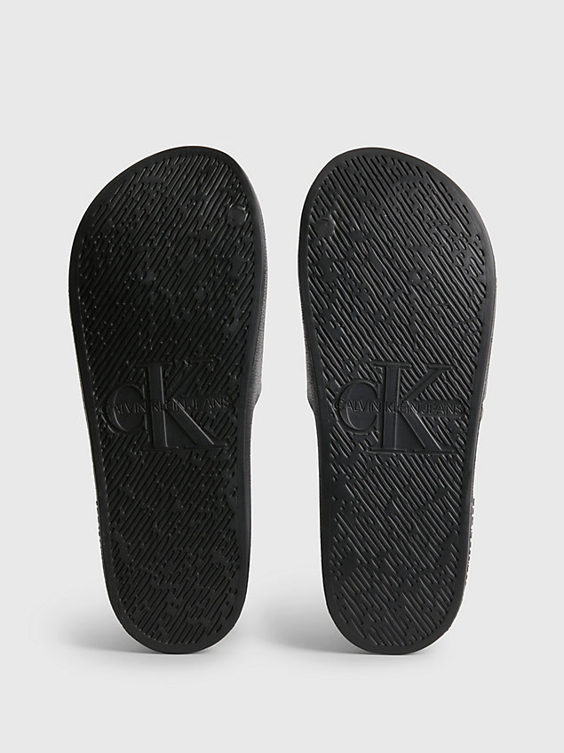black slippers mit struktur für damen - calvin klein jeans
