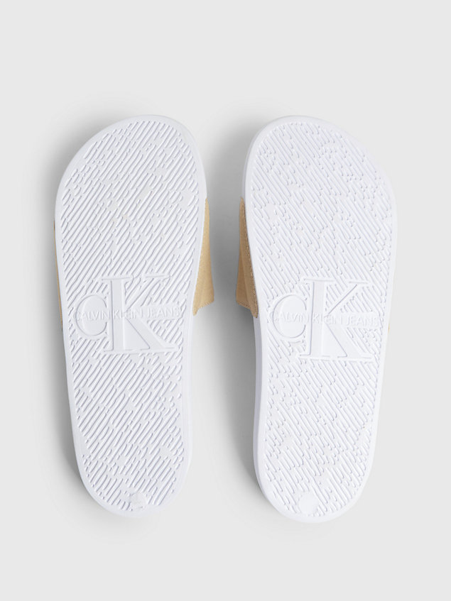 white recycled canvas sliders for women calvin klein jeans