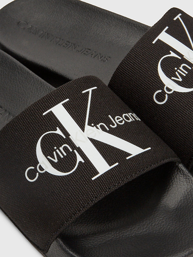 black sliders van gerecycled canvas voor dames - calvin klein jeans