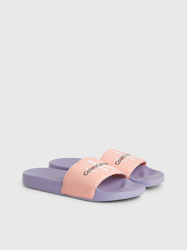 purple recycled canvas sliders for women calvin klein jeans